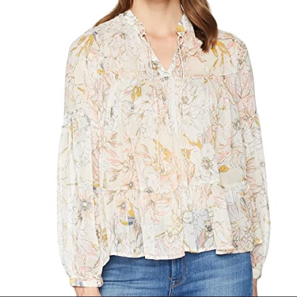 Lucky Brand Tops - Lucky Brand Floral Printed Peasant Blouse
